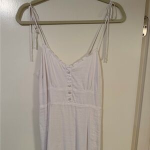 Abercrombie & Fitch White Sleeveless Button-Front Dress